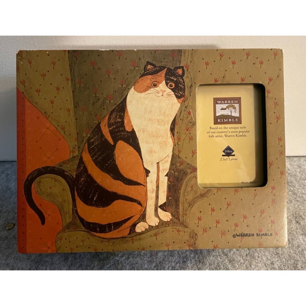 Warren Kimble Folk art Style Photo/Keepsake Box  with Cat Design  # 1804